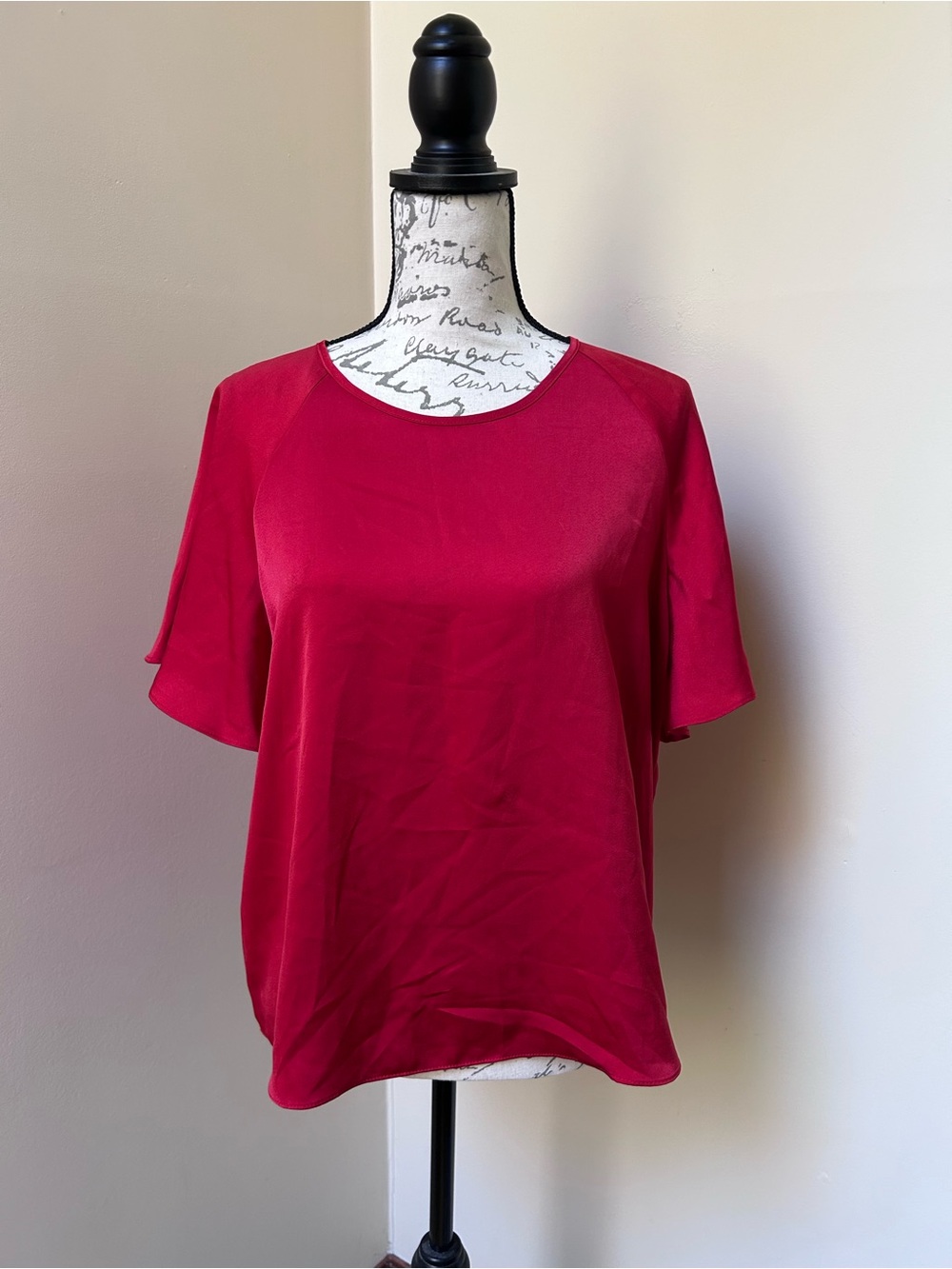 1. State Red Short Flutter-Sleeve Blouse